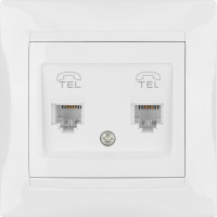 Двойная телефонная розетка, белая RJ11 TDM ELECTRIC Лама SQ1815-0018