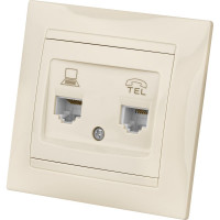 Розетка телефонная RJ11 + компьютерная RJ45, слоновая кость TDM ELECTRIC Лама SQ1815-0119