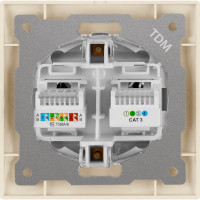 Розетка телефонная RJ11 + компьютерная RJ45, слоновая кость TDM ELECTRIC Лама SQ1815-0119