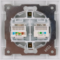 Розетка телефонная RJ11 + компьютерная RJ45 TDM ELECTRIC серебристый металлик, серия "Лама" SQ1815-0219