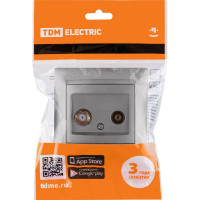 Розетка TV ("мама") + SAT (F-разъем) 0-2400МГц TDM ELECTRIC серебристый металлик, серия "Лама" SQ1815-0220