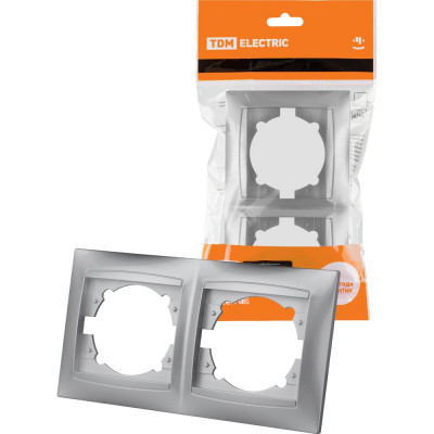 Рамка 2-х постовая горизонтальная TDM ELECTRIC серебристый металлик, серия"Лама" SQ1815-0230