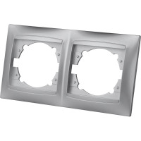 Рамка 2-х постовая горизонтальная TDM ELECTRIC серебристый металлик, серия"Лама" SQ1815-0230