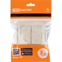 Проходной выключатель TDM ELECTRIC Лама слоновая кость двухклавишный SQ1815-0107