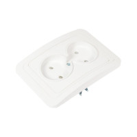 Двойная розетка c защитными шторками, белая 2П 10А TDM ELECTRIC Валдай SQ1804-0025