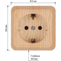 Розетка TDM ELECTRIC 2П+З открытой установки IP20 16А, сосна, серия "Ладога" SQ1801-0050