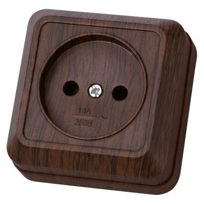 Розетка открытой установки 2П IP20 10А, бук TDM ELECTRIC Ладога SQ1801-0033