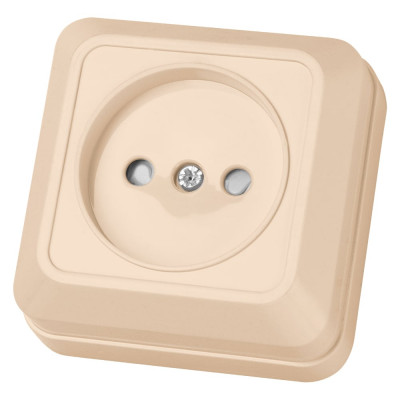 Розетка открытой установки с защитными шторками 2П IP20 10А, слоновая кость TDM ELECTRIC Ладога SQ1801-0063