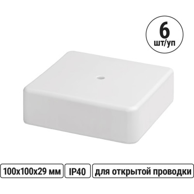 Коробка распределительная TDM ELECTRIC 100х100х29 ОП белая IP40 упаковка 6 штук SQ1401-0207