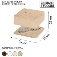 Коробка распределительная TDM ELECTRIC 75х75х28 ОП сосна, с клеммной колодкой, IP40 SQ1401-0406