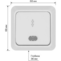 Переключатель на 2 направления TDM ELECTRIC 1-кл. открытой установки с подсветкой IP20 10А, белый серия "Ладога" SQ1801-0011