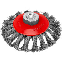 Щетка выгнутая для УШМ (100 мм; М14; крученая проволока 0.5 мм) MATRIX 74609