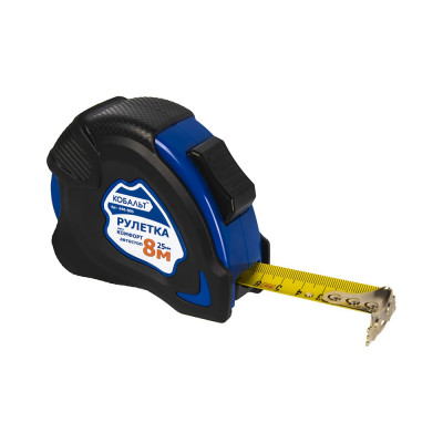 Рулетка Комфорт (8м x 25мм) обрезиненный корпус КОБАЛЬТ 646-805