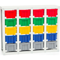 Стеллаж с направляющими Стелла-техник стационарный, односторонний, 20 ячеек с ящиками, V3-20