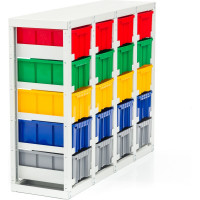 Стеллаж с направляющими Стелла-техник стационарный, односторонний, 20 ячеек с ящиками, V3-20