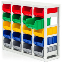 Стеллаж с направляющими Стелла-техник стационарный, односторонний, 20 ячеек с ящиками, V3-20