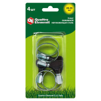 Обжимной хомут QUATTRO ELEMENTI 20-35 мм, нержавеющая сталь, с ключом 4 шт в блистере 642-210