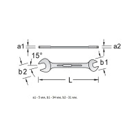 Двусторонний рожковый ключ NORGAU тип N6-14x15 14х15, длина 190 мм 060107163
