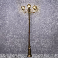 Садово-парковый светильник FERON PL3709 столб круглый 3*60W 230V E27, черное золото 11389