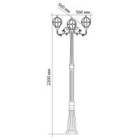 Садово-парковый светильник FERON PL3709 столб круглый 3*60W 230V E27, черное золото 11389