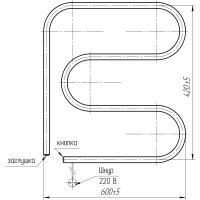 Электрический полотенцесушитель ТЕРА F-образный 420х600 ПСН-04-02