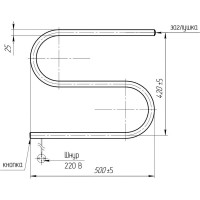 Электрический полотенцесушитель ТЕРА S-образный 420х500 ПСН-03-01