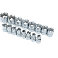 Набор торцевых 6-гранных головок 3/8" NORGAU 22 предмета с аксессуарами N3022-S622 063693022