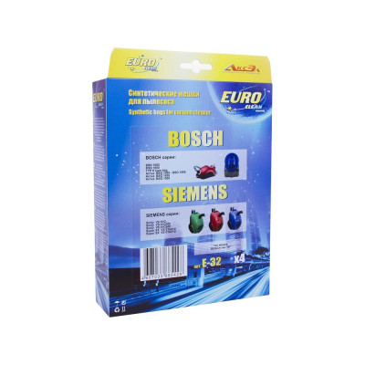 Мешок-пылесборник синтетический для пылесосов BOSCH,SIEMENS (4 шт.) EURO CLEAN E-32/4
