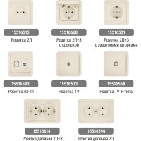 Розетка двойная слоновая кость с заземлением 16А серия "Валдай" TDM ELECTRIC SQ1804-0110