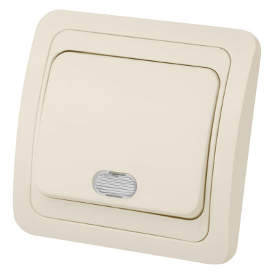 Выключатель слоновая кость 1-клавишный с подсветкой TDM ELECTRIC 10А серия "Валдай" SQ1804-0104