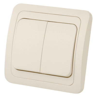 Выключатель слоновая кость 2-клавишный TDM ELECTRIC 10А серия "Валдай" SQ1804-0102