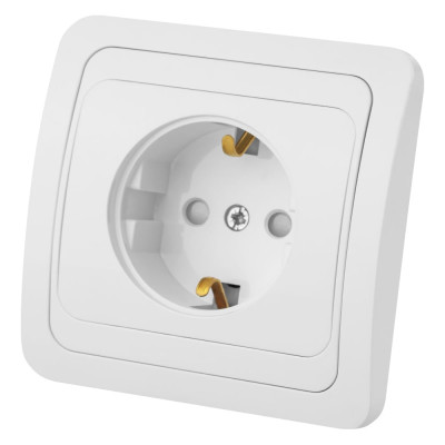 Розетка c защитными шторками, белая 2П+З 16А TDM ELECTRIC Валдай SQ1804-0024