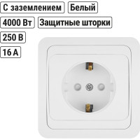 Розетка c защитными шторками, белая 2П+З 16А TDM ELECTRIC Валдай SQ1804-0024