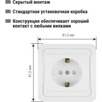 Розетка c защитными шторками, белая 2П+З 16А TDM ELECTRIC Валдай SQ1804-0024