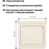 Розетка с крышкой слоновая кость с заземлением 16А IP44 серия "Валдай" TDM ELECTRIC SQ1804-0111