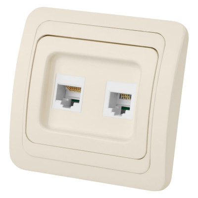 Розетка компьютерная RJ-45 + TФ (RJ-11) слоновая кость серия "Валдай" TDM ELECTRIC SQ1804-0115