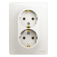 Розетка Systeme Electric (Schneider Electric) Glossa Перламутр 2-ая с/з, 16А в сборе SE GSL000624