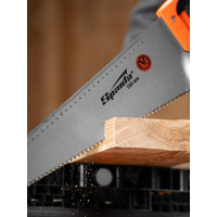 Ножовка по дереву, SPARTA 500 мм,7-8 TPI, зуб-2D, каленый зуб, линейка, двухкомпонентная рукоятка// 235035