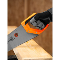 Ножовка по дереву, SPARTA 500 мм,7-8 TPI, зуб-2D, каленый зуб, линейка, двухкомпонентная рукоятка// 235035