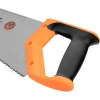 Ножовка по дереву, SPARTA 500 мм,7-8 TPI, зуб-2D, каленый зуб, линейка, двухкомпонентная рукоятка// 235035