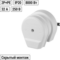 Разъём (розетка для электроплиты, вилка для электроплиты) РШ-ВШ 32А 250В 2Р+РЕ СУ белый TDM ELECTRIC SQ1812-0004