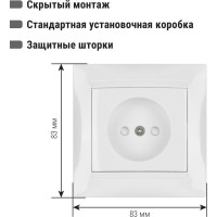 Розетка с защитной шторкой, белая 2П 10А 250В TDM ELECTRIC Лама SQ1815-0010