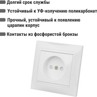Розетка с защитной шторкой, белая 2П 10А 250В TDM ELECTRIC Лама SQ1815-0010