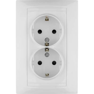 Двойная розетка с защитной шторкой, белая 2П+З 16А 250В TDM ELECTRIC Лама SQ1815-0013