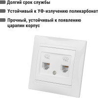 Двойная телефонная розетка, белая RJ11 TDM ELECTRIC Лама SQ1815-0018