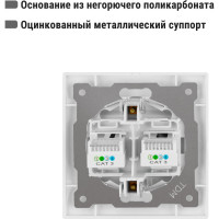 Двойная телефонная розетка, белая RJ11 TDM ELECTRIC Лама SQ1815-0018