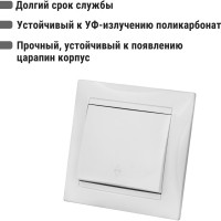 Проходной выключатель TDM ELECTRIC Лама белый одноклавишный SQ1815-0006