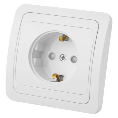 Розетка c защитными шторками, белая 2П+З 16А TDM ELECTRIC Валдай SQ1804-0028