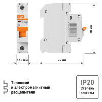 Автоматический выключатель ВА47-29 (1Р; 50 А; 4.5 кА; В) TDM ELECTRIC SQ0206-0015