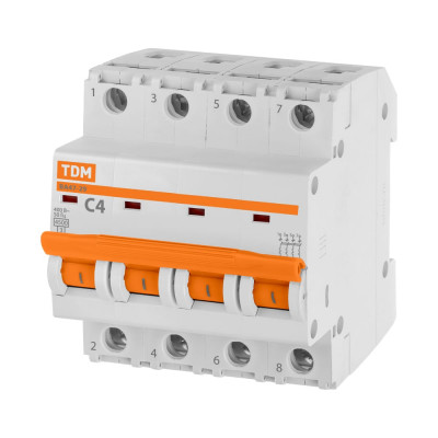 Автоматический выключатель TDM ELECTRIC ВА47-29 4Р 4А 4.5кА С SQ0206-0119